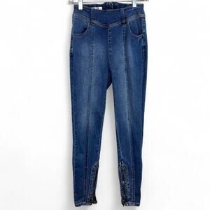 Free People CRVY Mercury Zip Jeans Harper Blue Size 27 Moto Y2K‎ StreetwearDenim
